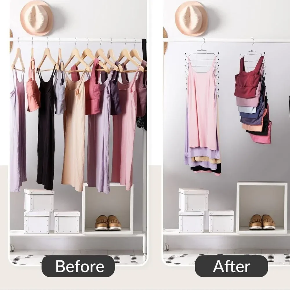 Ideal Life Silver Metal Tank Top Organizer Closet Hanger